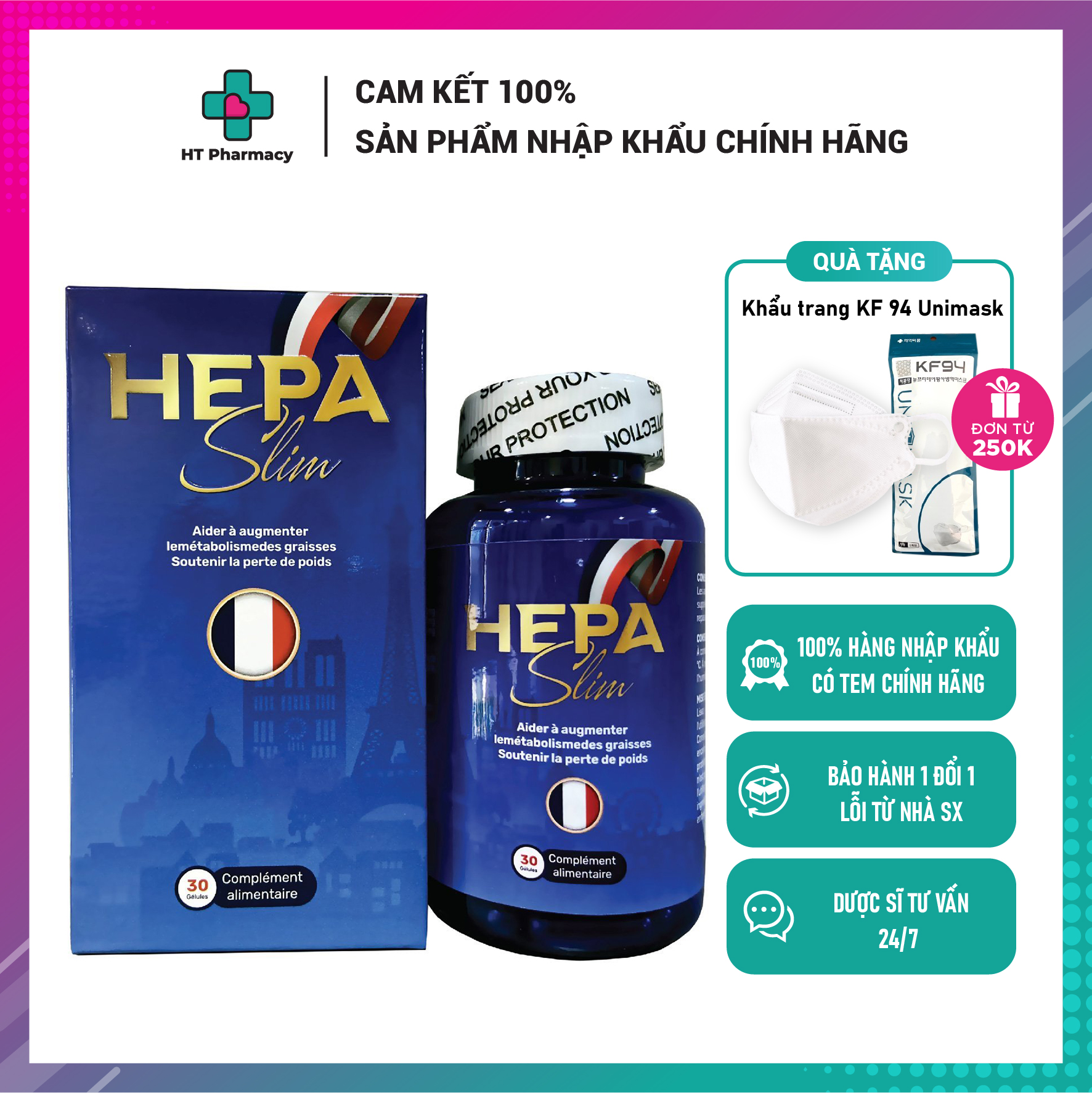 Giảm cân hepa slim - nhập khẩu pháp