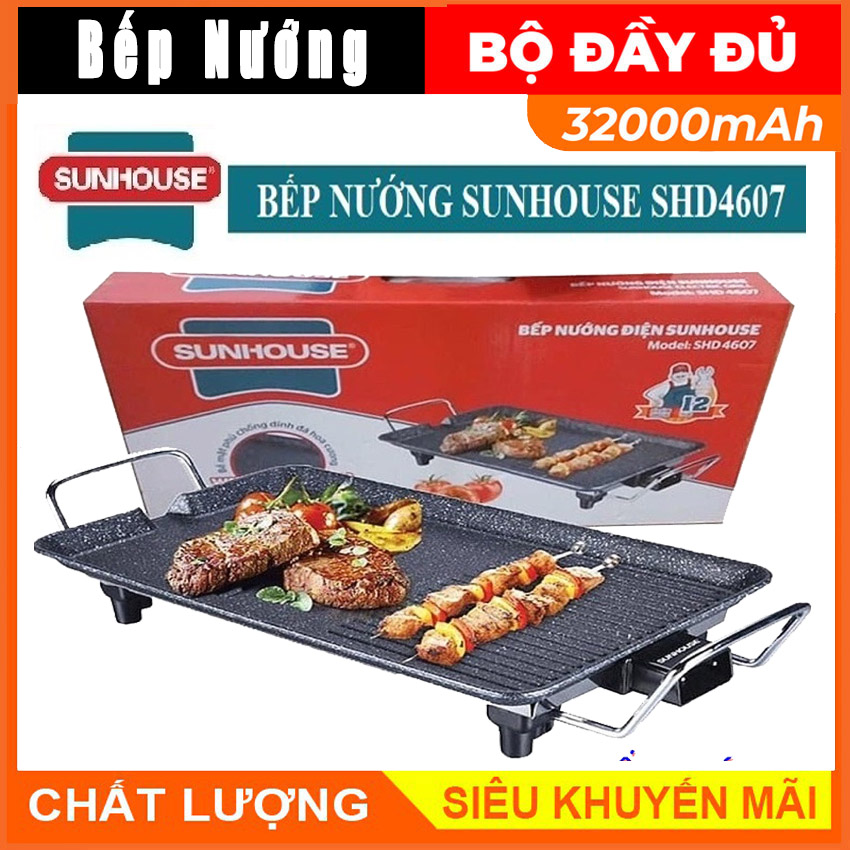 Bếp nướng điện không khói cao cấp sunhouse shd4607 bảo hành chính hãng. bảo hành 12 tháng