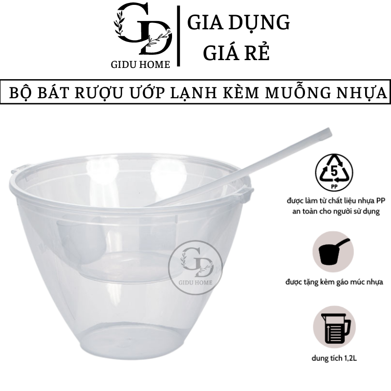 Bộ bát đựng làm mát rượu, ca đựng rượu tặng kèm gáo múc rượu bằng nhựa Việt Nhật GIDUHOME - Gia dụng giá rẻ