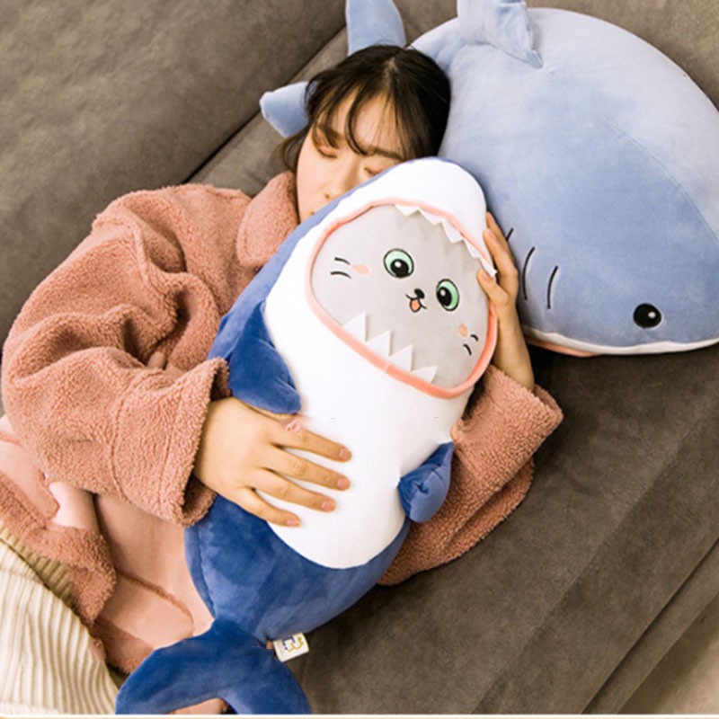 Gối ôm cá mập mặt mèo dễ thương - thú bông cá mập mềm mịn hàng loại 1 cao cấp