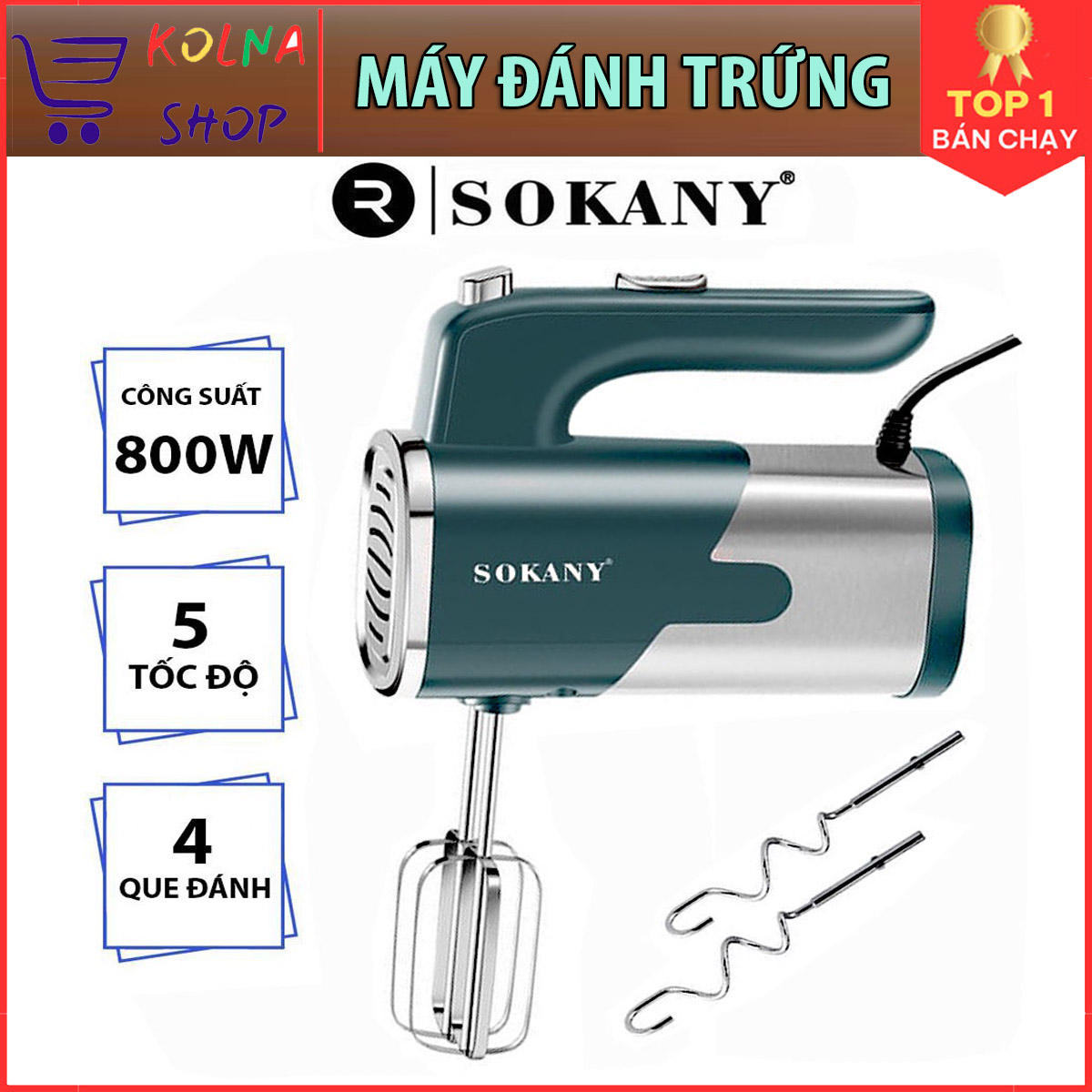 Máy đánh trứng SOKANY 800W có 5 chế độ, Máy đánh trứng mini, máy đánh cà phê, máy trộn kem, máy trộn bột, máy đánh kem trộn