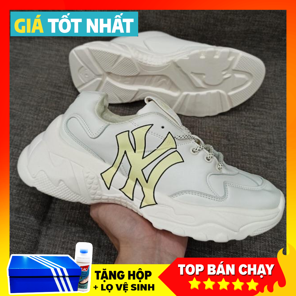 Giày Mlb nam nữ, Giầy Sneaker thể thao Boston , Ny , La cao cấp màu kem trằng Full Box