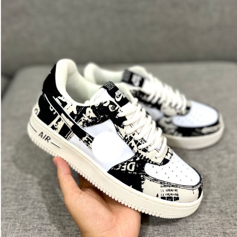 Giày sneaker AF1 Họa Tiết Đen Trắng trend nam nữ Giày Af1 đen trắng đi họctập gymchạy bộ thể thao