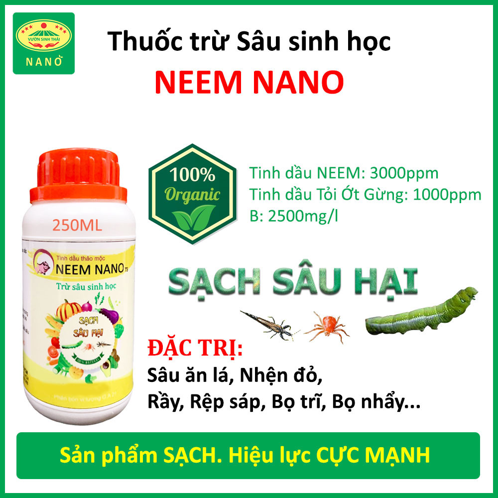 Thuốc trừ sâu sinh học NANO cao cấp - Khỏi lo Sâu bệnh, Nhện đỏ, Bọ Nhẩy, Trĩ, Rầy, Rệp sáp, Côn trùng chích hút - 100% tinh dầu Thảo Mộc