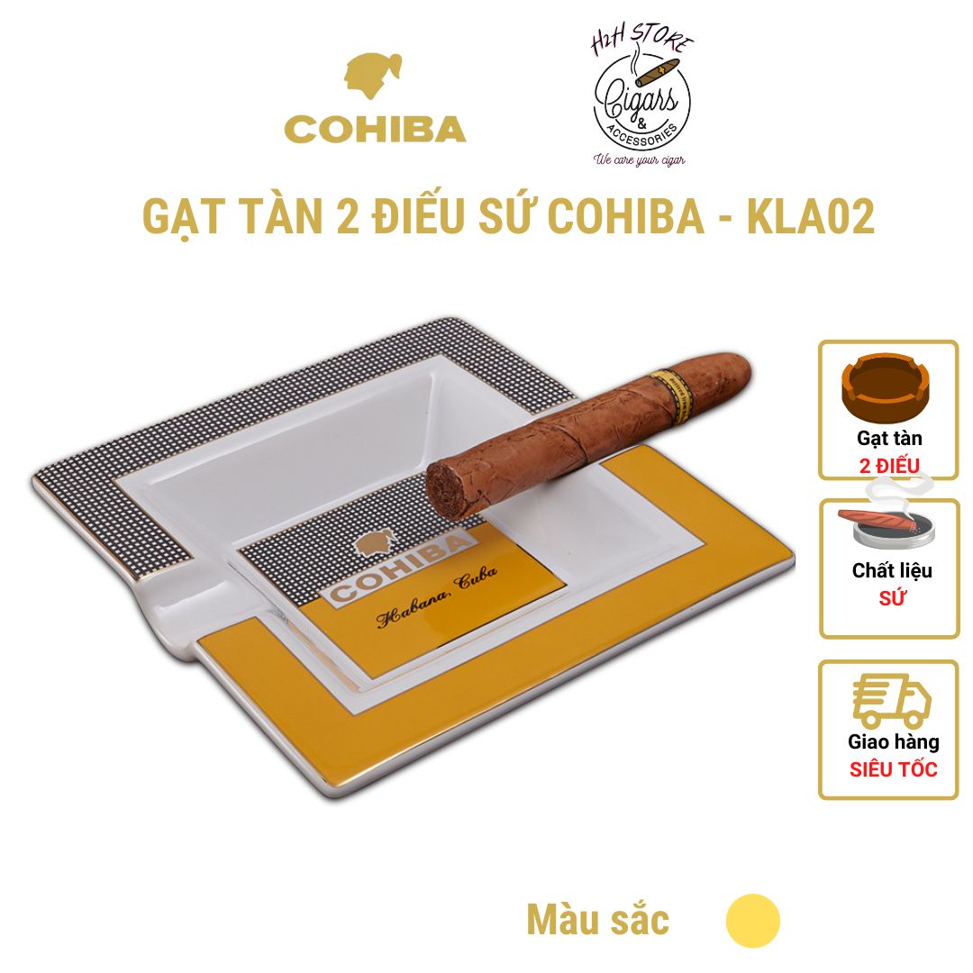 Gạt tàn cigar, gạt tàn xì gà chất liệu sứ 2 điếu - cohiba - kla 02 - h2h store