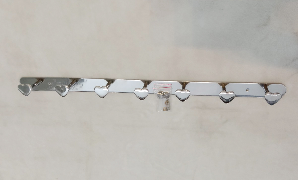 Móc áo kibath hình trái tim 6-7 chấu inox 304 bóng