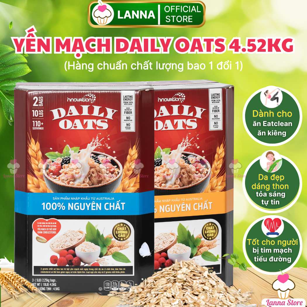   HÀNG CHUẨN MỸ  Yến Mạch Innovation Daily Oats Mỹ cán dẹp  vỡ thùng 4.52kg - Nhập Khẩu Từ Mỹ 