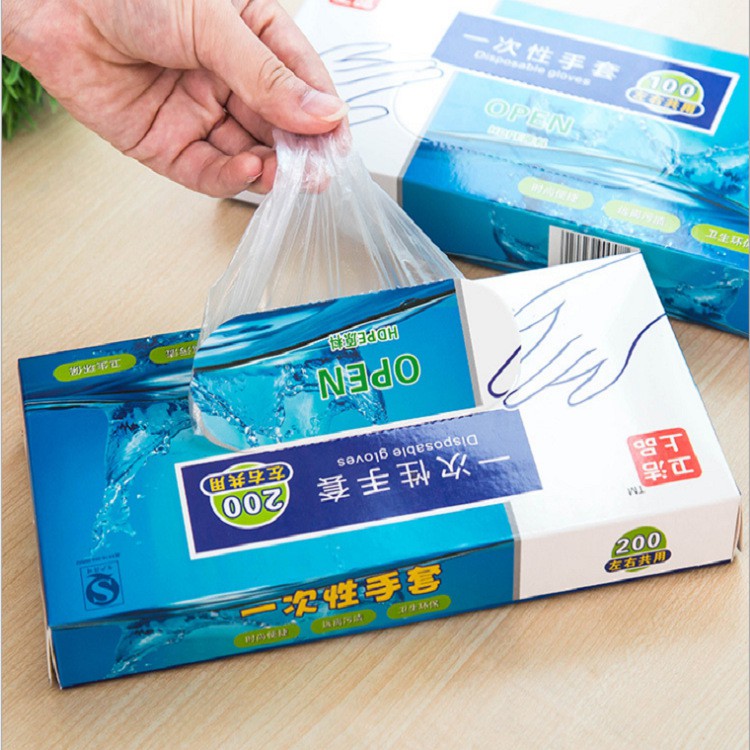 Hộp 200 chiếc găng tay nilon - bao tay nilon siêu tiện dụng