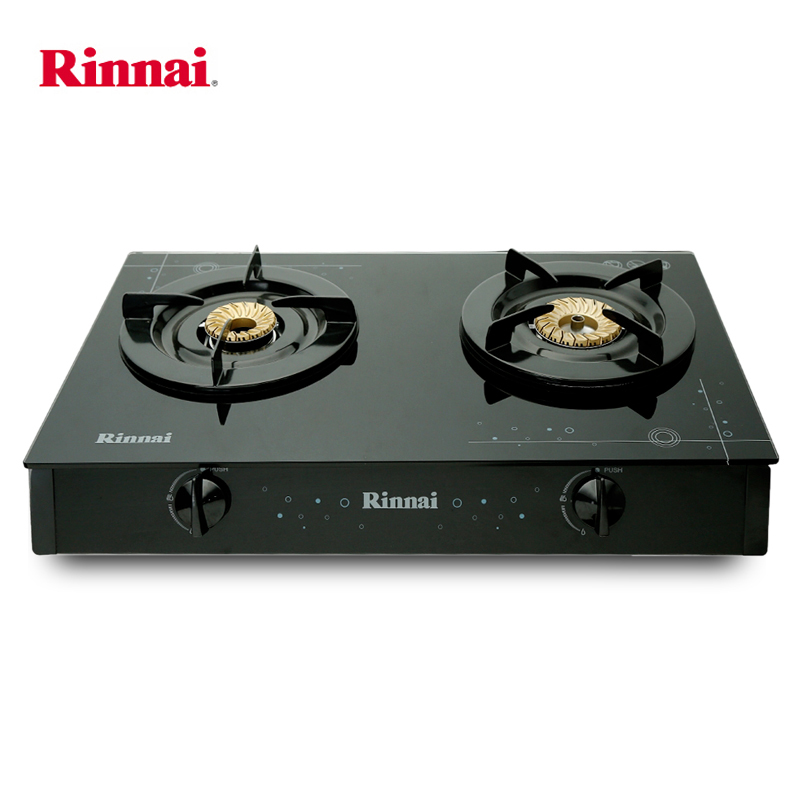 Bếp gas 6 tấc Rinnai RV-6 Double Glass , Chén đồng có đầu hâm tiết kiệm gas