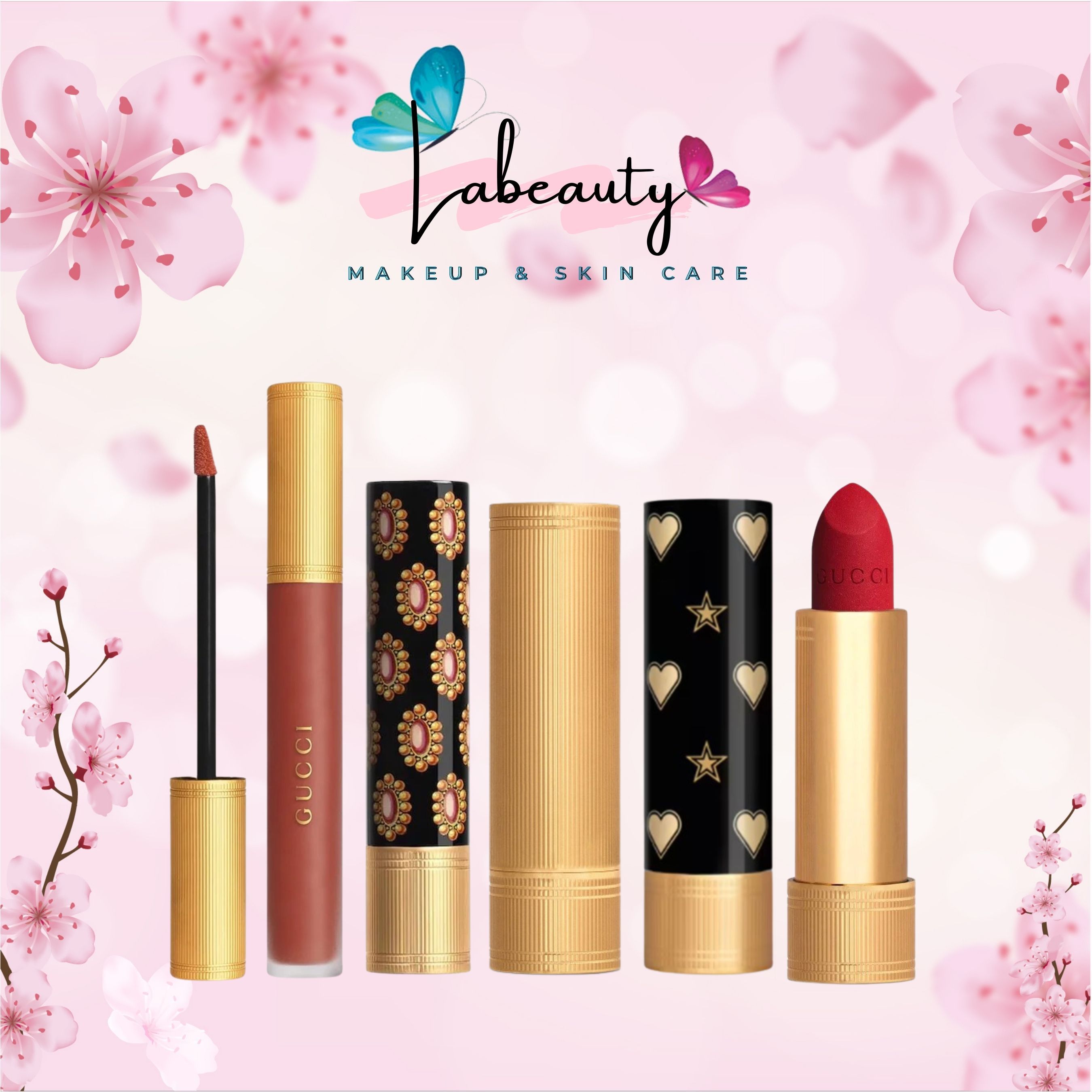 Son Gucci Rouge De Beaute Brillant Glow & Care Lip Colour, Son Dưỡng có màu Gucci bản mới nhất 2021
