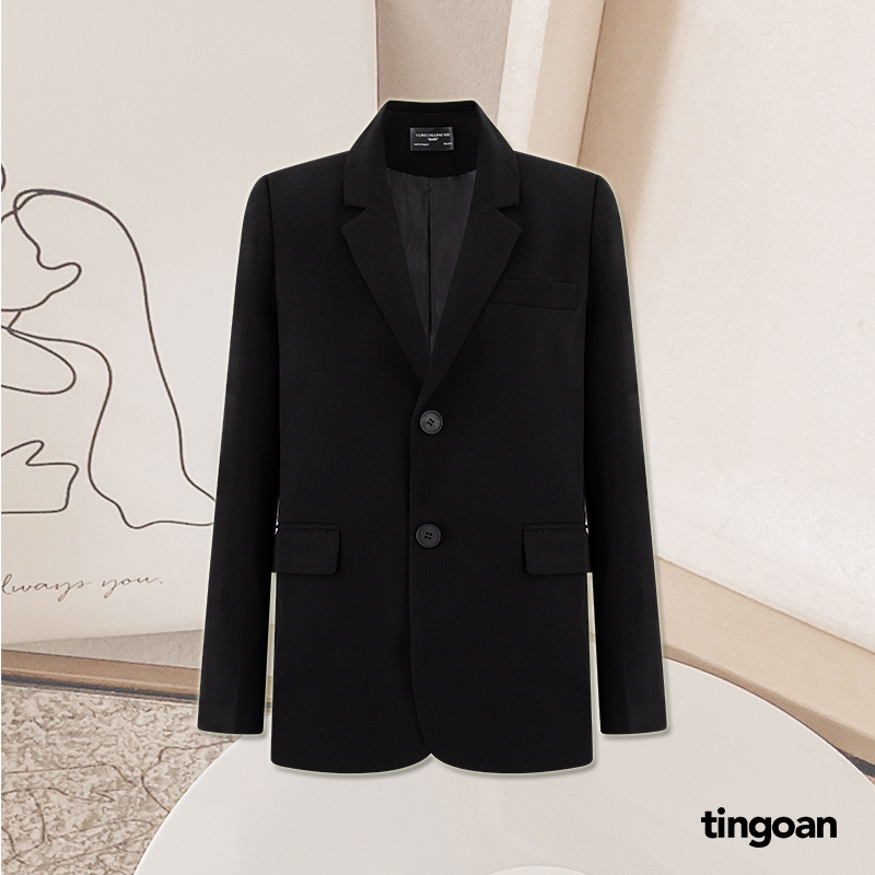  TINGOAN® - Áo khoăc blazer dáng xuông 2 cúc đen YOU KNOW ME BLAZER BL 