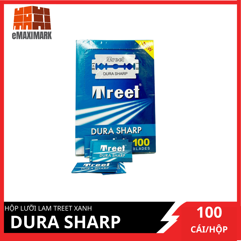 [HCM ship 2h] Hộp lưỡi lam Treet Xanh Dura Sharp (100 lưỡi/hộp)