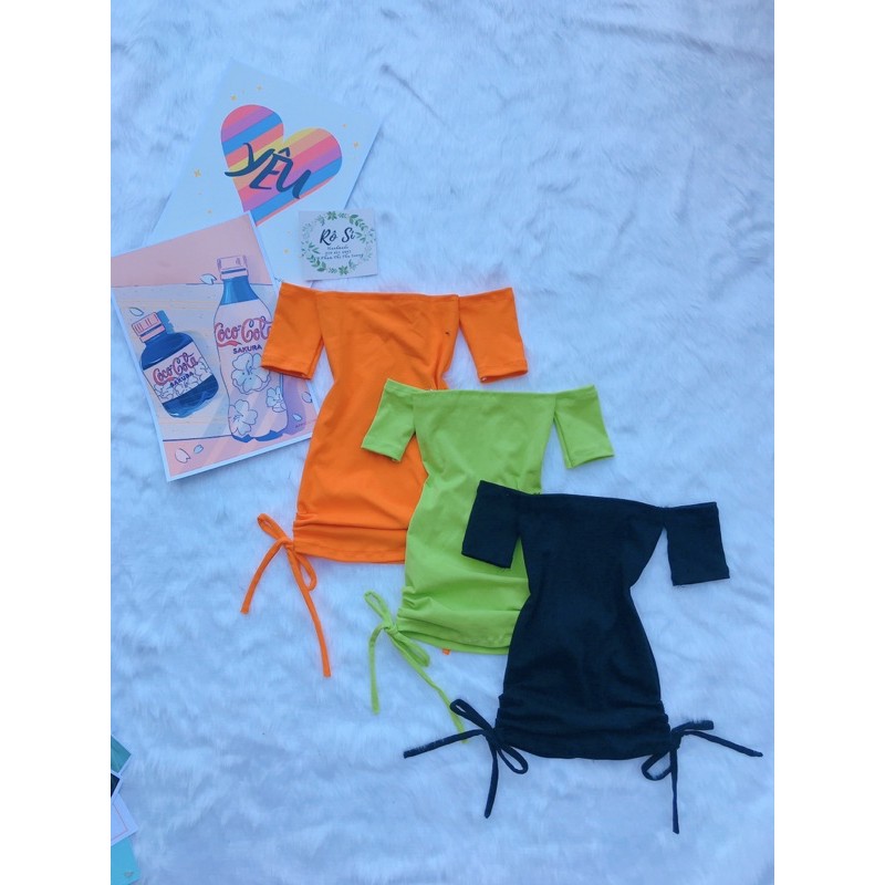 Váy body trễ vai thắt nơ cho bé