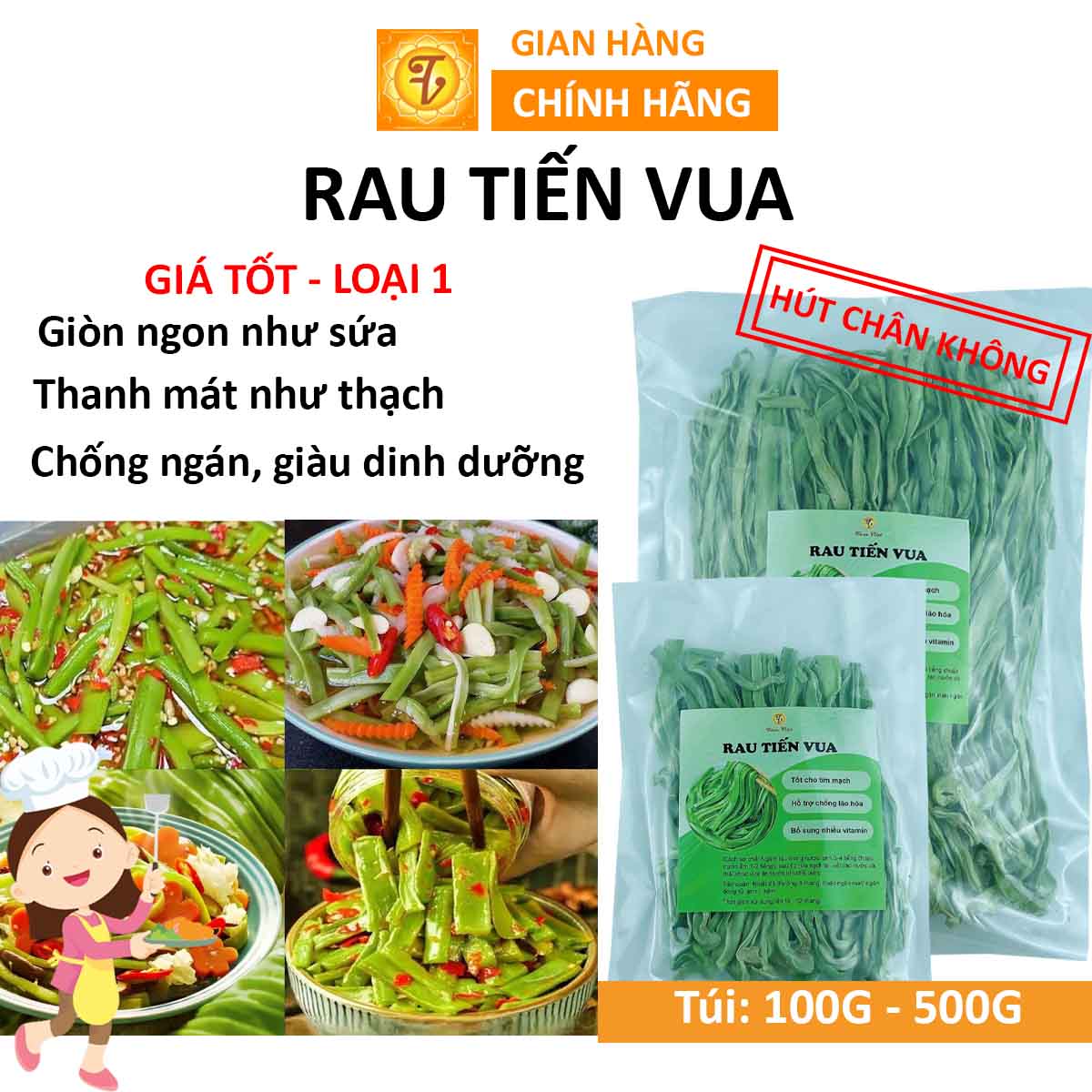 Rau tiến vua, rau cống vua, công xôi, rau tín vua sấy không dai - giòn - ngon, phơi khô tự nhiên, không chất bảo quản
