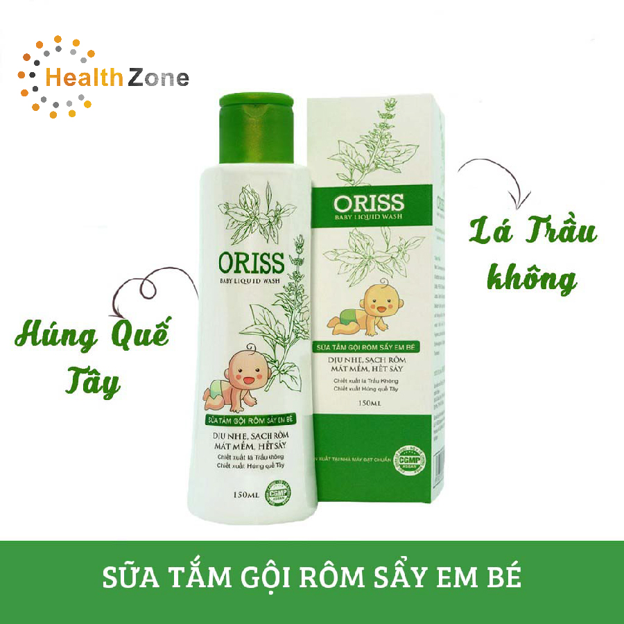 Sữa tắm gội rôm sẩy em bé oriss