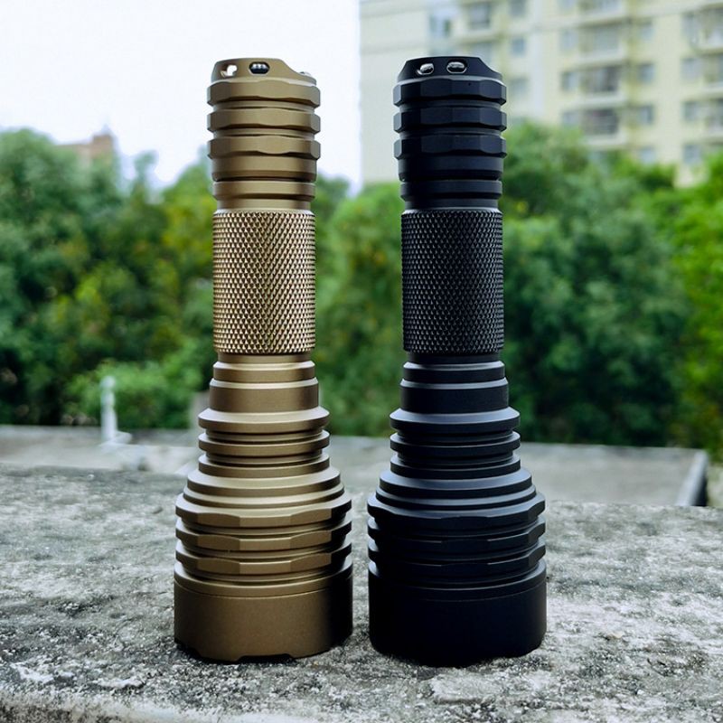 Bộ vỏ đèn pin c8 c8+ loại tốt choá trơn để mod đèn dùng pin 18650 hoặc 21700, tương tự convoy c8+