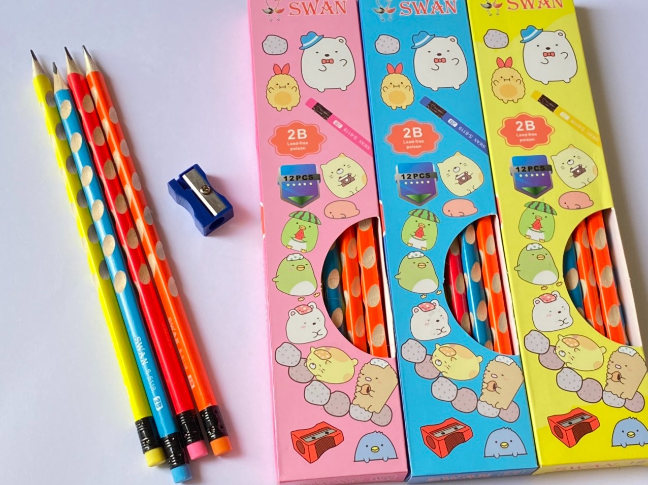 [HCM]Viết chì 2B định vị tư thế cầm Swan Hộp 12 cây -kèm chuốt chì