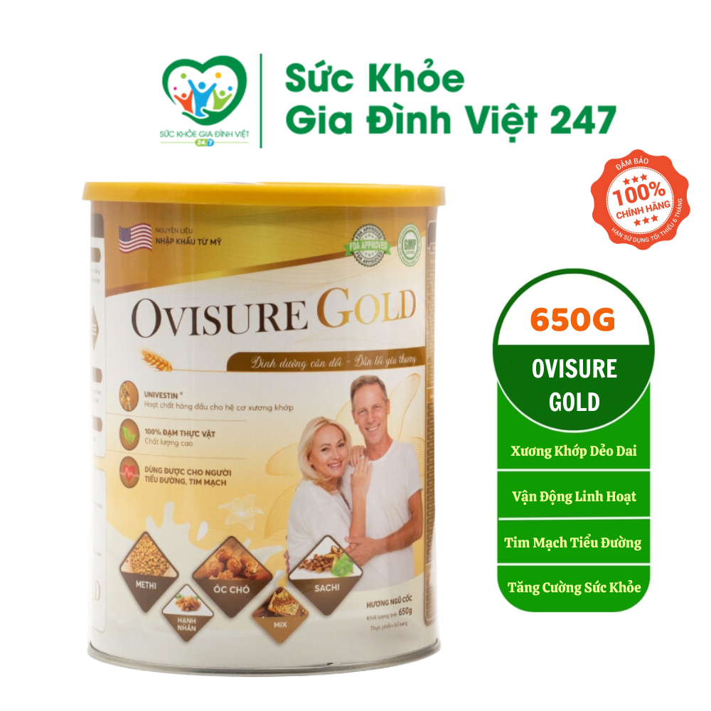 Sữa Hạt Xương Khớp Ovisure Gold 650g Sữa Hạt Thuần Chay Bổ Sung Canxi Dinh Dưỡng Giúp Xương Khớp Dẻo