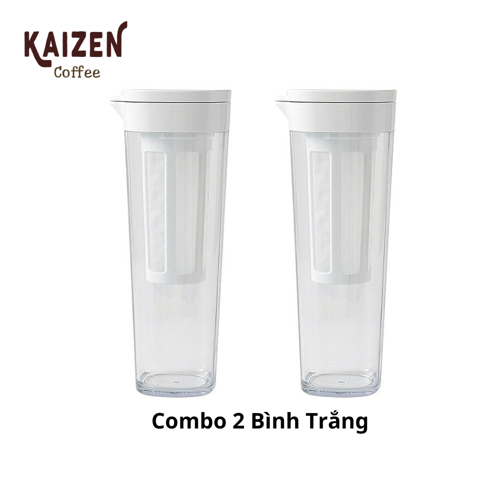 Combo 2 bình trắng pha cafe cold brew nhựa nguyên sinh abs 1.1l - kaizen coffee