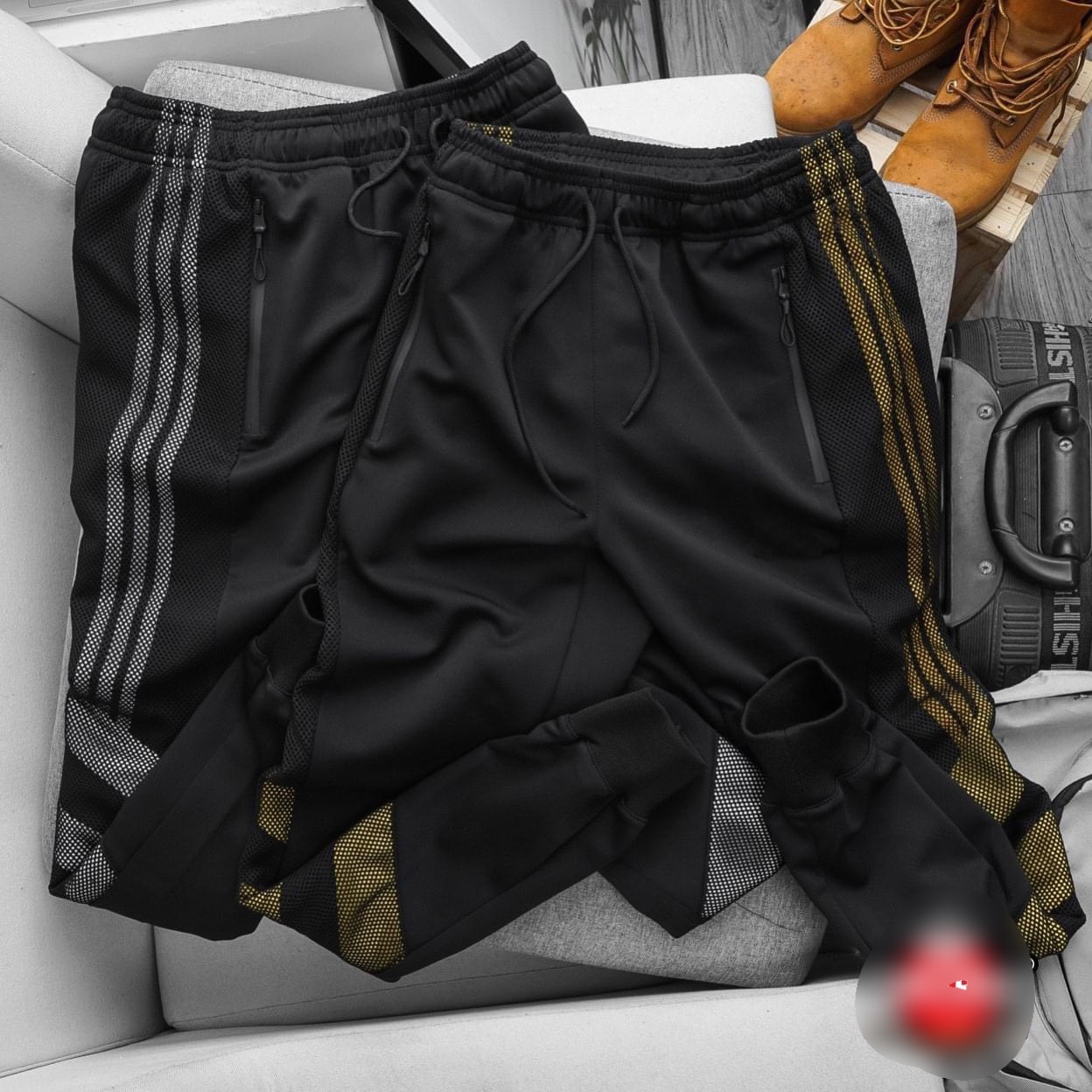 BigSize - Quần jogger nam vải thun form bigsize 80kg - 120kg - sọc lưới 3 gạch ngang