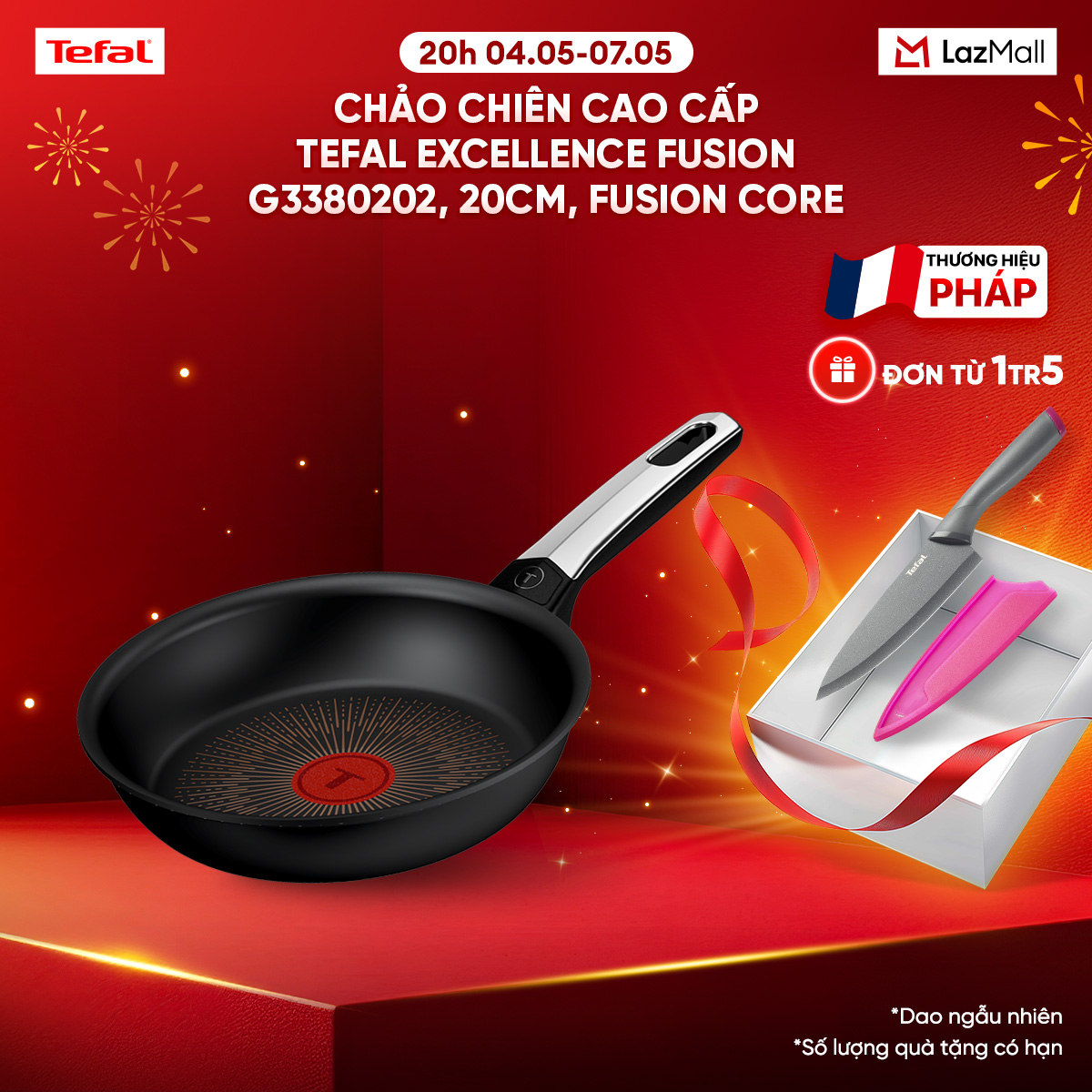 Chảo chiên cao cấp Tefal Excellence Fusion G3380202, 20cm, Fusion Core