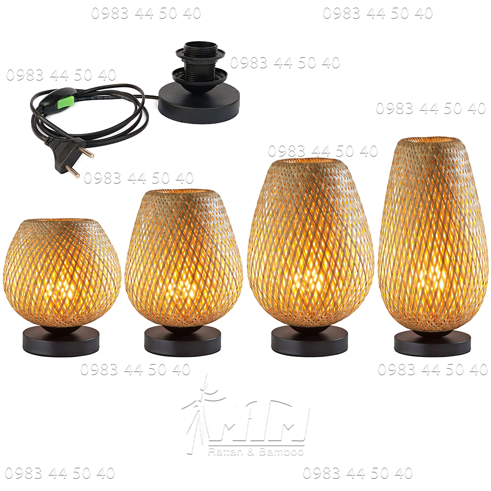 Đèn tre trang trí, đèn ngủ tre 2 lớp tròn dài.