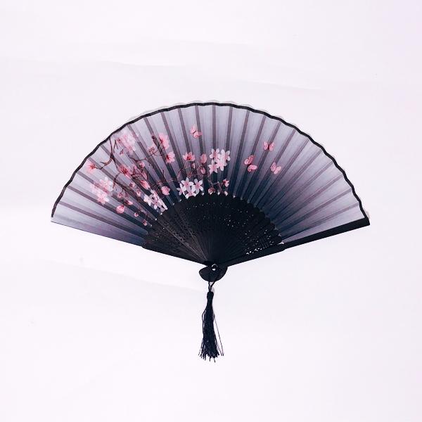 Quạt cổ trang màu xám đào loại 2 Quạt xếp cầm tay phong cách Trung Quốc cosplay