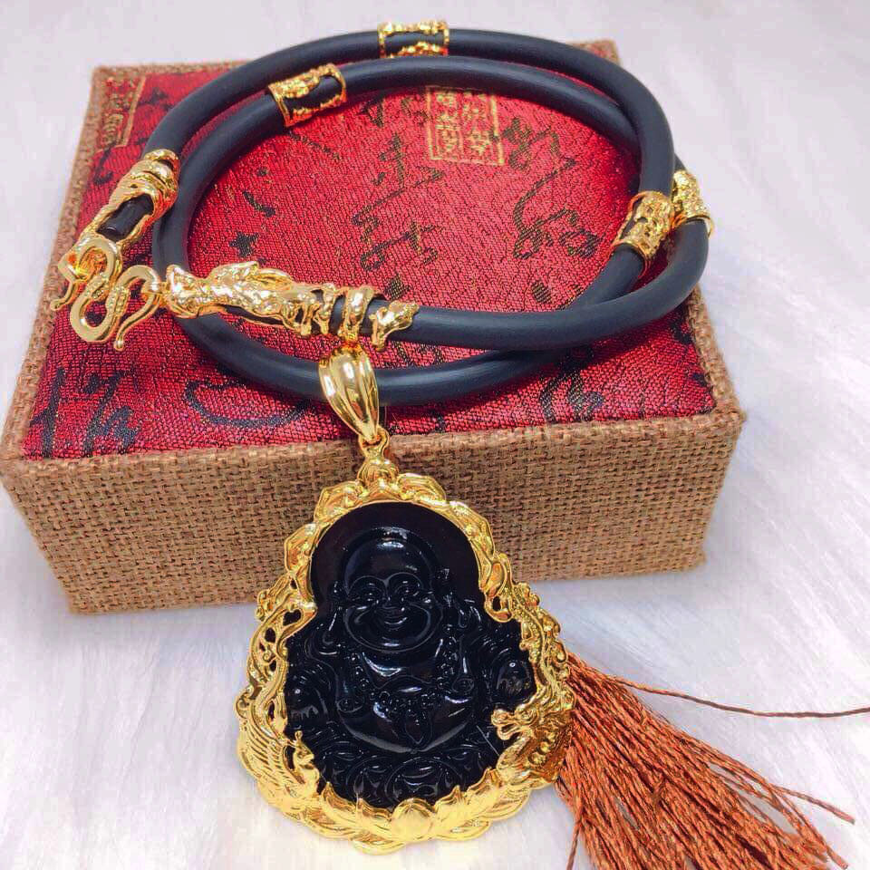 Dây chuyền nam mặt Phật vàng ngà bọc vàng 18k