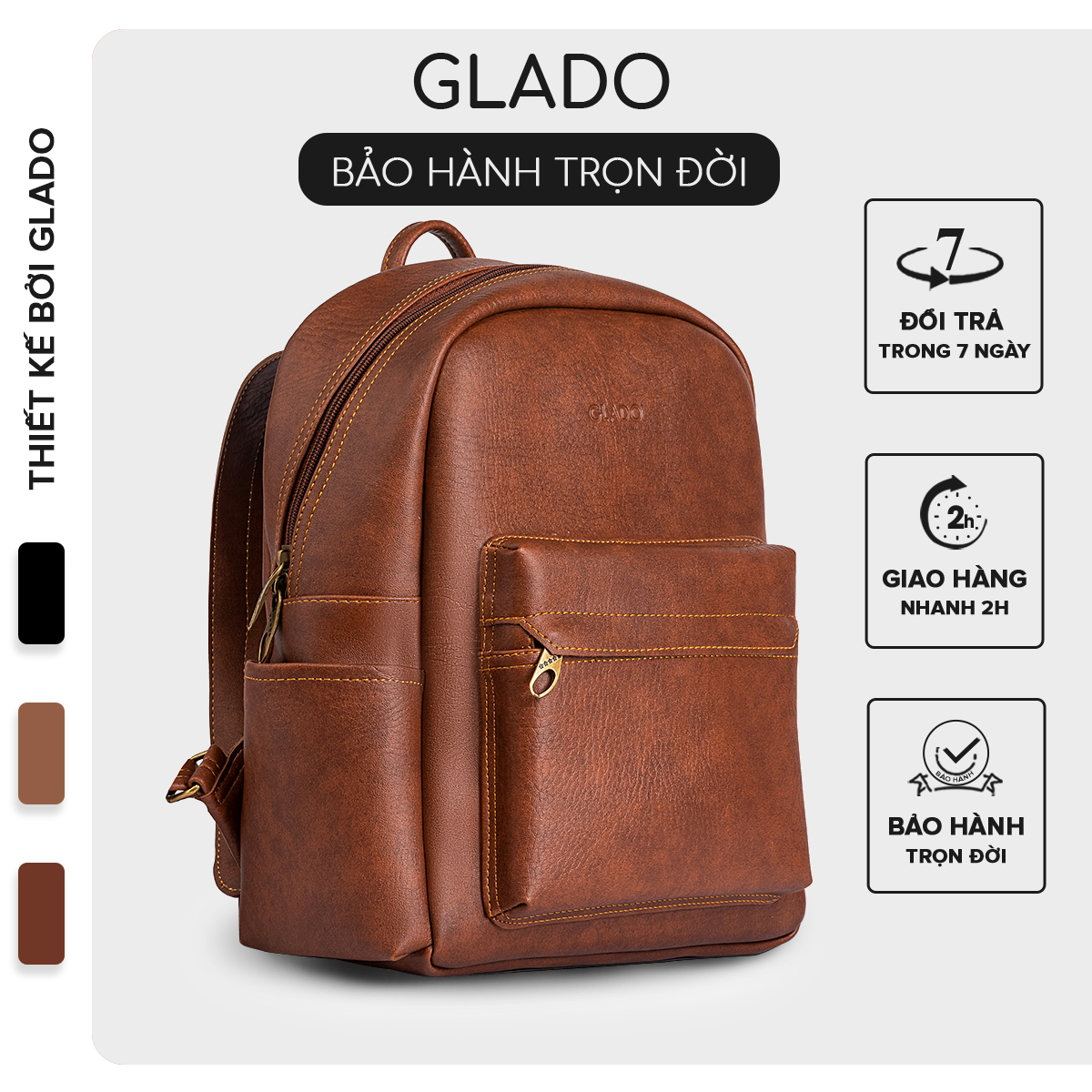 Balo nữ thời trang Glado màu bò đậm - GB001