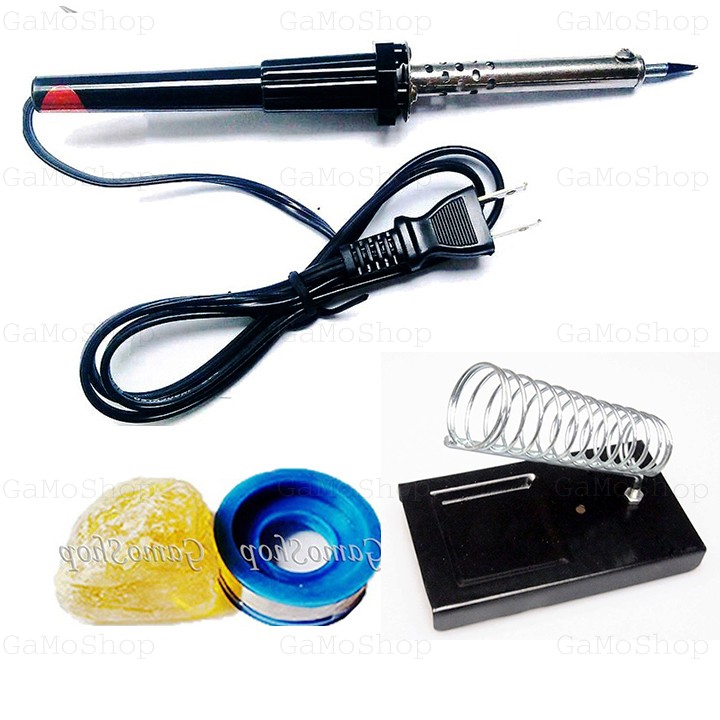 R-bộ 4 món : mỏ hàn rd 60w gamoshop + gác mỏ hàn, chì hàn, nhựa thông
