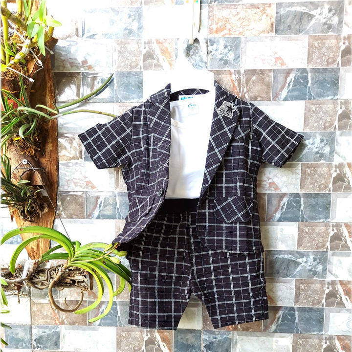 Vest bé trai 3 món áo quần vest và áo trắng
