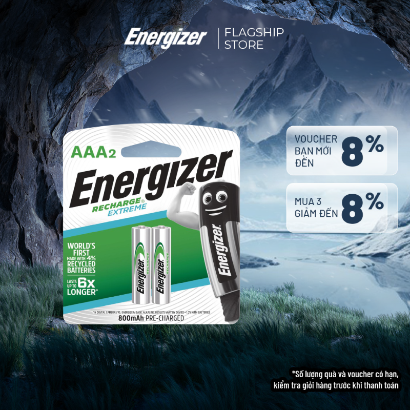 Pin sạc aaa energizer 800mah - vỉ 2 viên