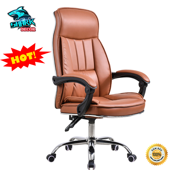 Ghế xoay văn phòng, Ghế tựa lưng làm việc, Ghế Văn Phòng - Ghế Xoay cao cấp. Da xịn chắc chắn bảo hàng 3 năm có gác chân KT : 120 x 60 x 50 ( Màu Cam, Màu Đen ) - SharkDecorHN