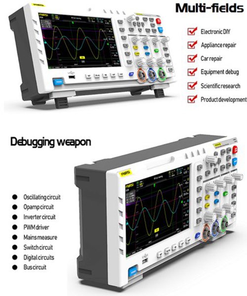 FNIRSI 1014D Máy hiện sóng dao động ký cao tần (2 kênh ) và Phát Tín Hiệu 100MHz