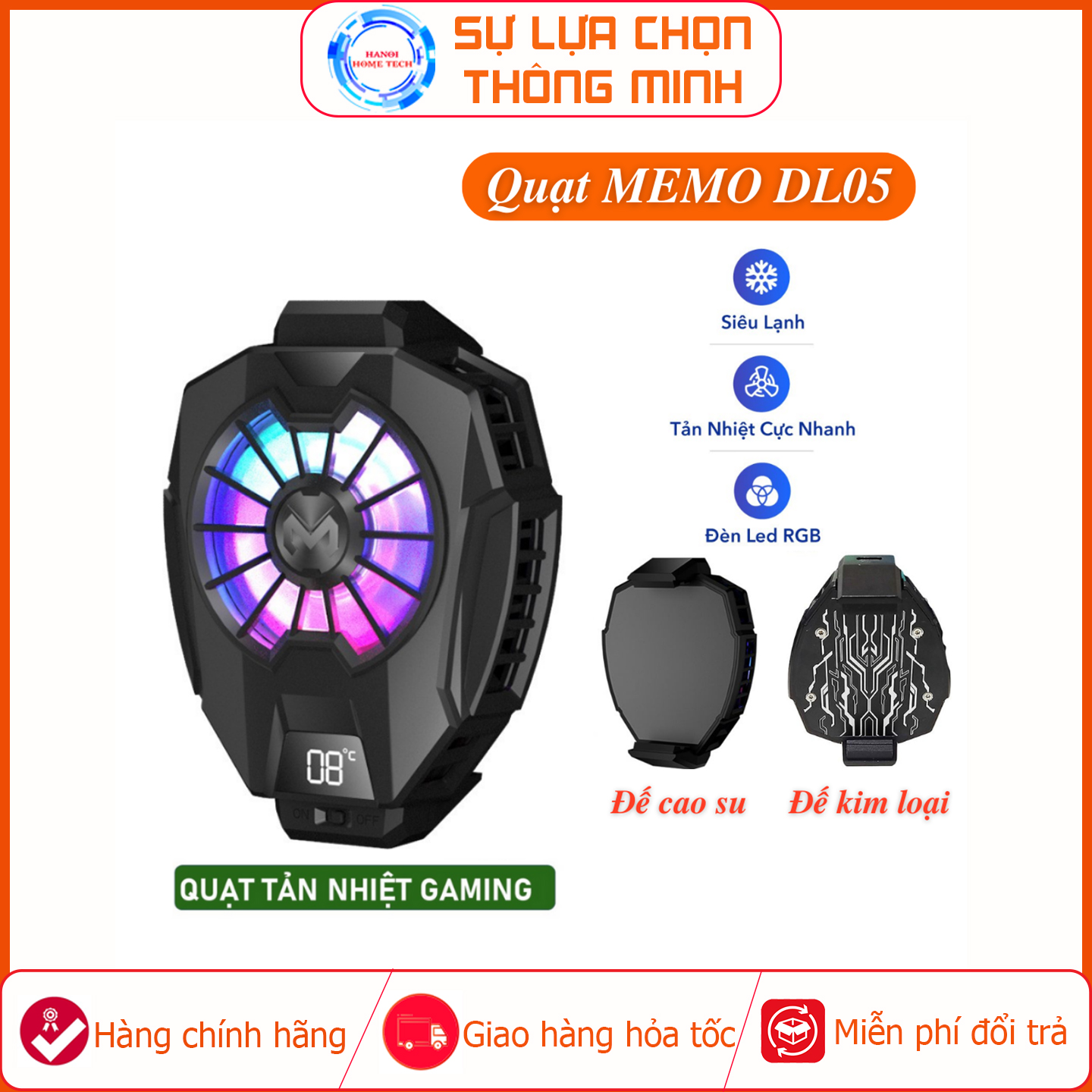 Quạt tản nhiệt điện thoại memo dl05 siêu lạnh - màn hình led rgb hiển thị nhiệt độ - quạt tản nhiệt gaming - làm mát điện thoại khi sử dụng quá lâu - quạt tản nhiệt sò lạnh - quạt tản nhiệt cho điện thoại - bh 12 tháng