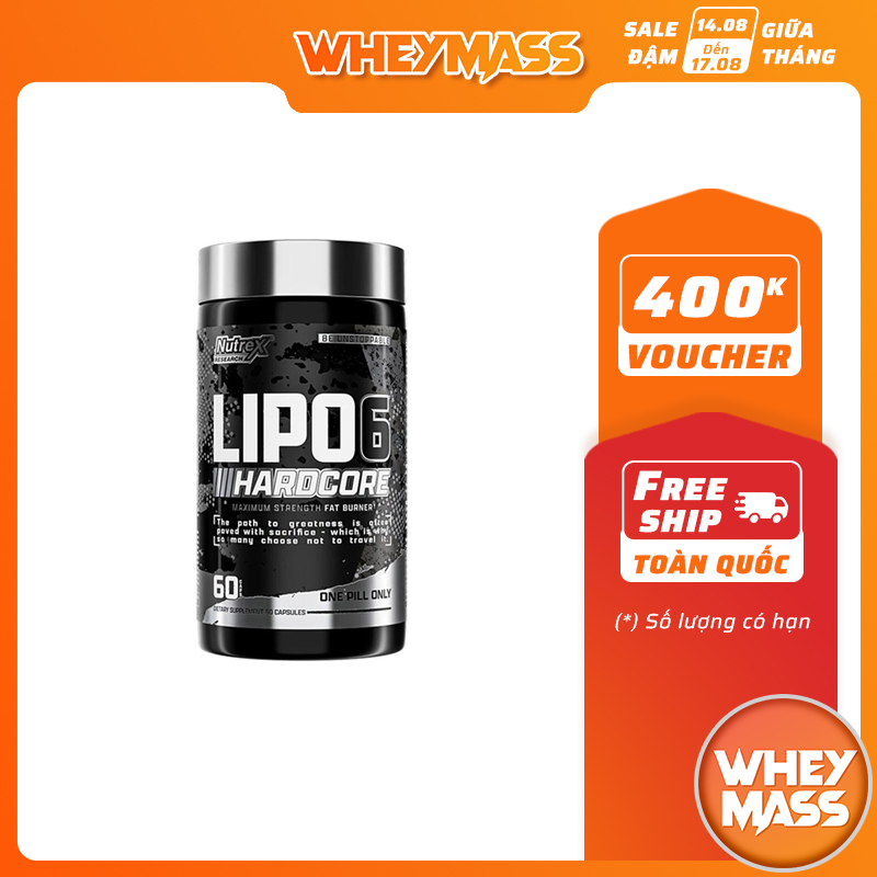 Viên uống hỗ trợ đốt mỡ giảm cân khi tập luyện nutrex lipo6 hardcore 60 viên