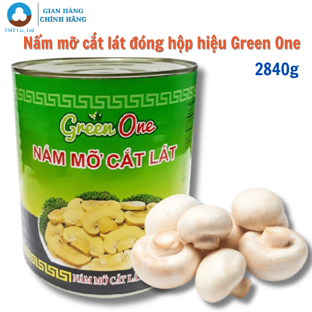 Nấm mỡ cắt lát đóng lon hiệu Green One 2840g