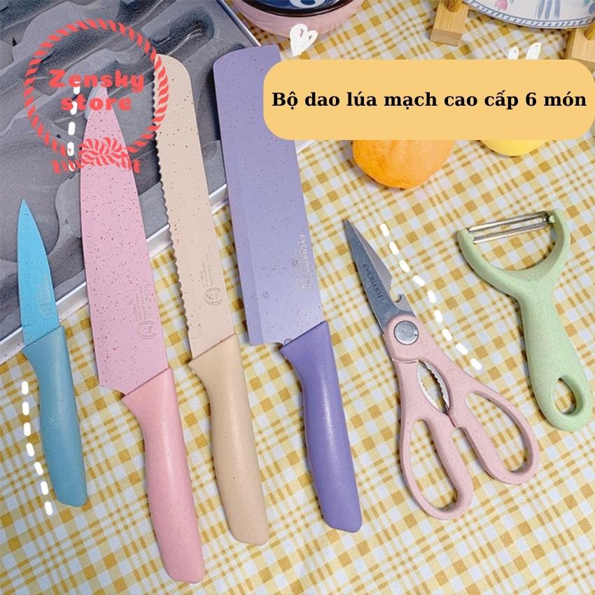 Bộ dao kéo lúa mạch cao cấp 6 chi tiết cao cấp, kháng khuẩn, chuyên dụng cho căn bếp của bạn