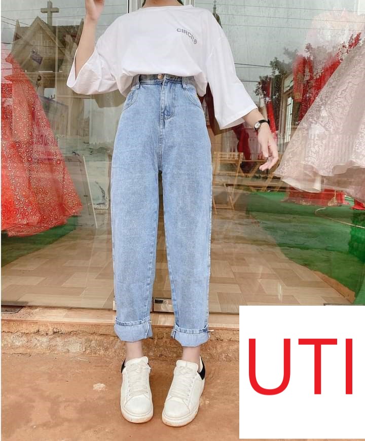 [ FREESHIP ] QUẦN BAGGY JEAN NỮ LƯNG CAO MÀU XANH NHẠT CAO CẤP UTI SIÊU CÁ TÍNH
