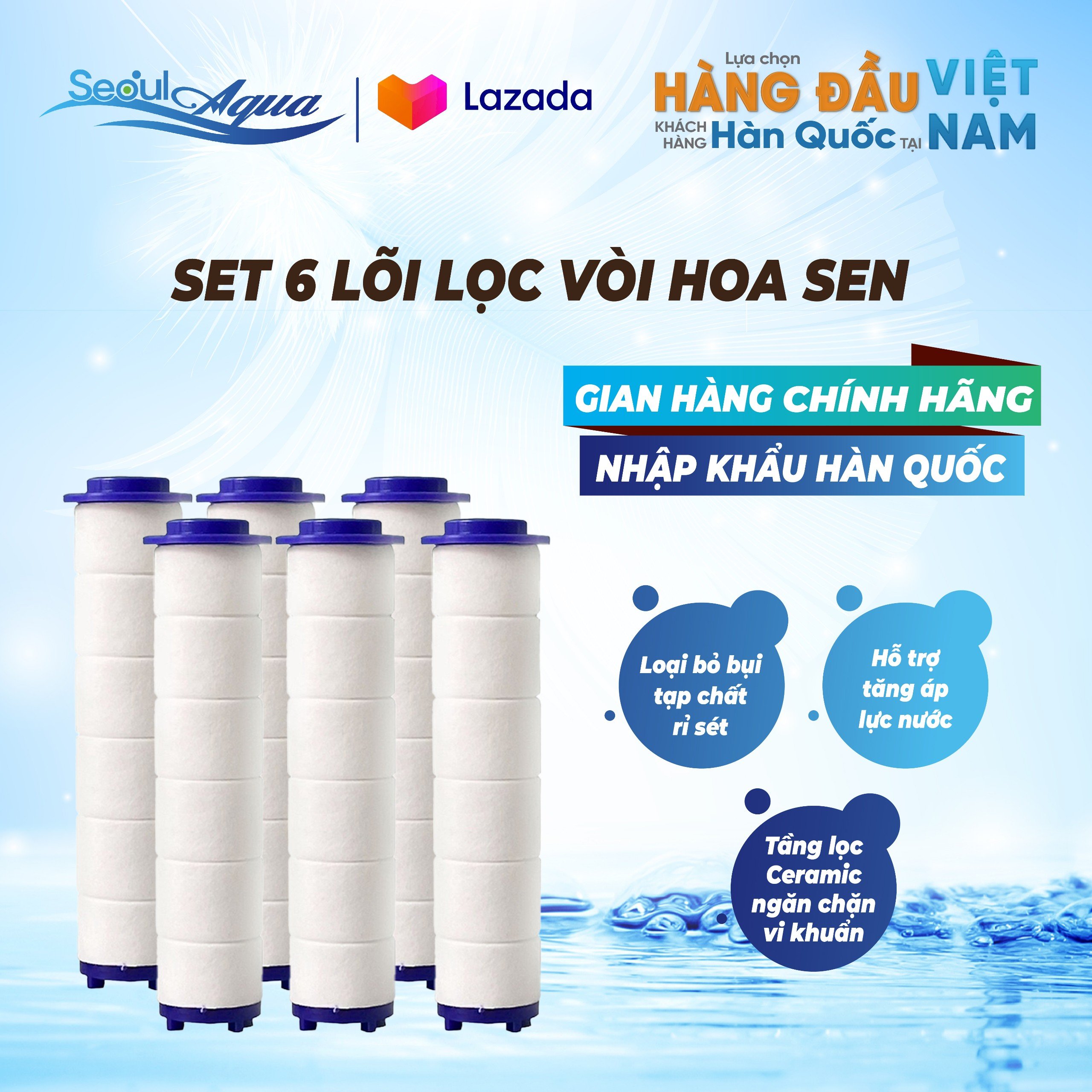 Set 6 lõi lọc đầu vòi hoa sen