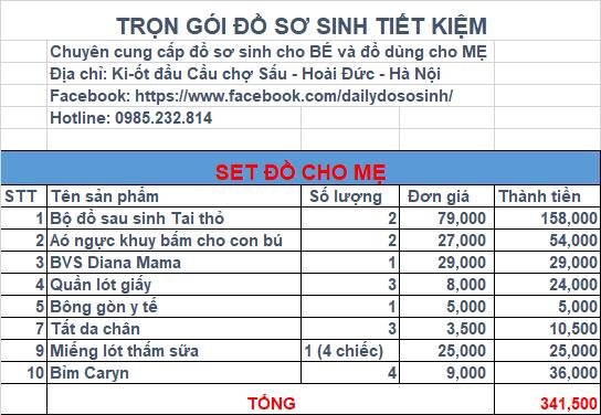Combo đồ dùng cho mom tú lê