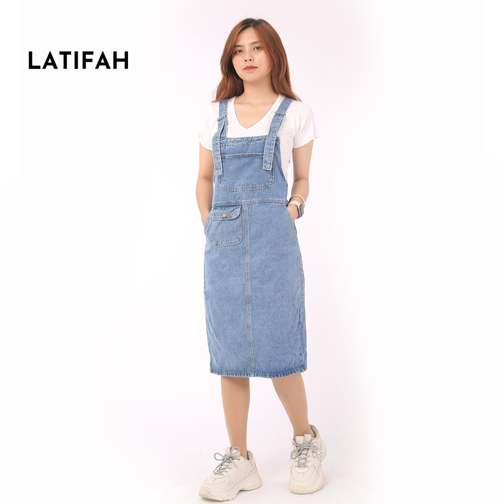 Yếm váy jean LATIFAH form dài có nắp YJ011 phong cách hàn quốc