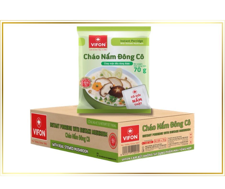 [Gói nấm thật] Thùng 50 gói Cháo Nấm Đông Cô Vifon- 70g/gói