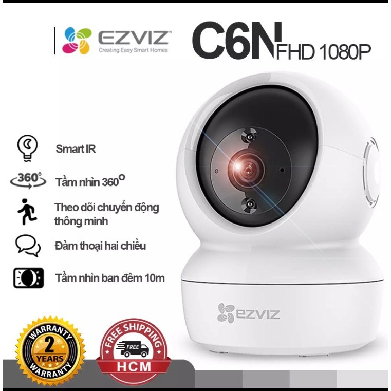 Camera Ezviz Wifi C6N xoay 360 tặng kèm thẻ nhớ và chân đế - 2M Full HD giá rẻ