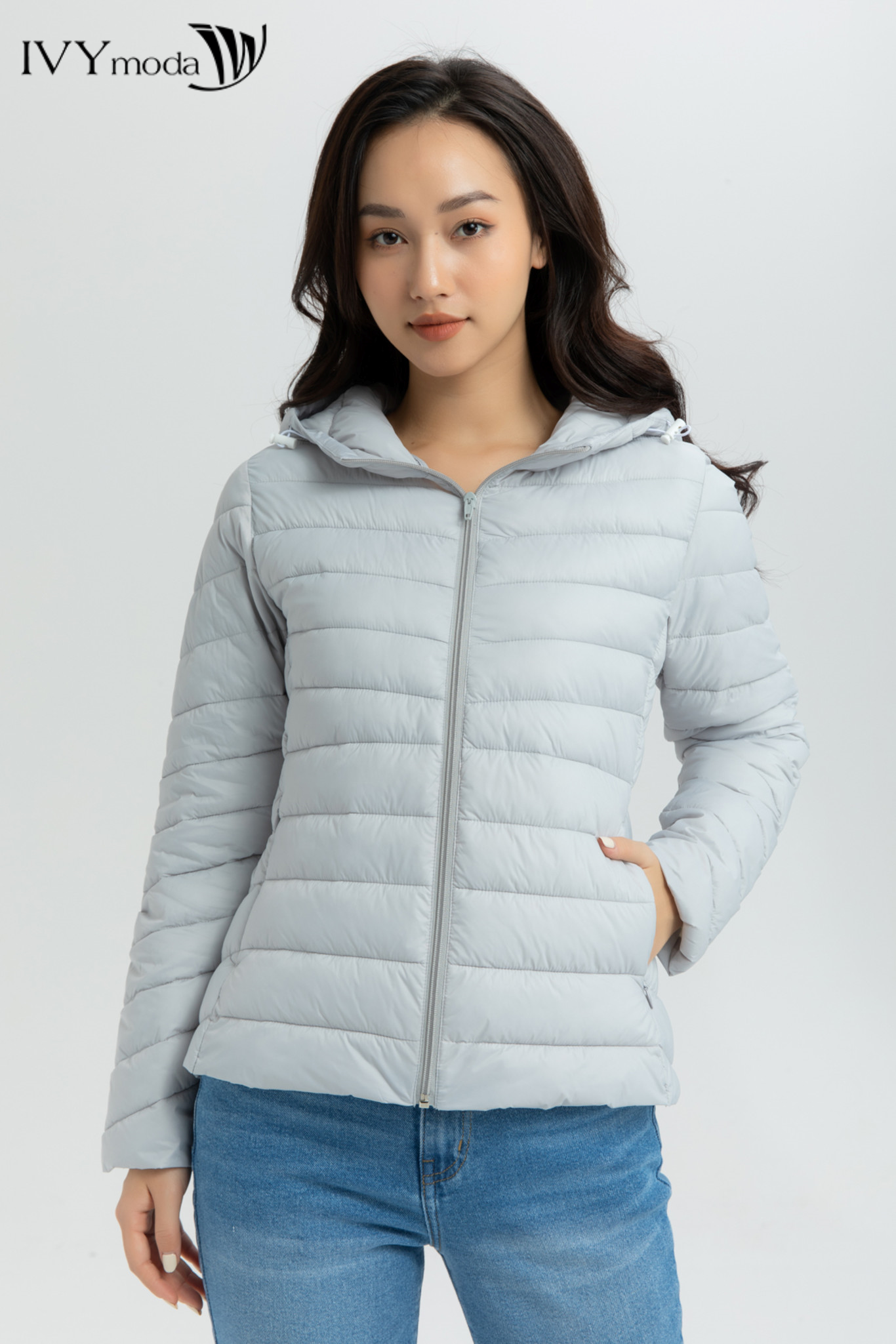 Áo khoác phao nữ cổ mũ trẻ trung ivy moda ms 70b7926
