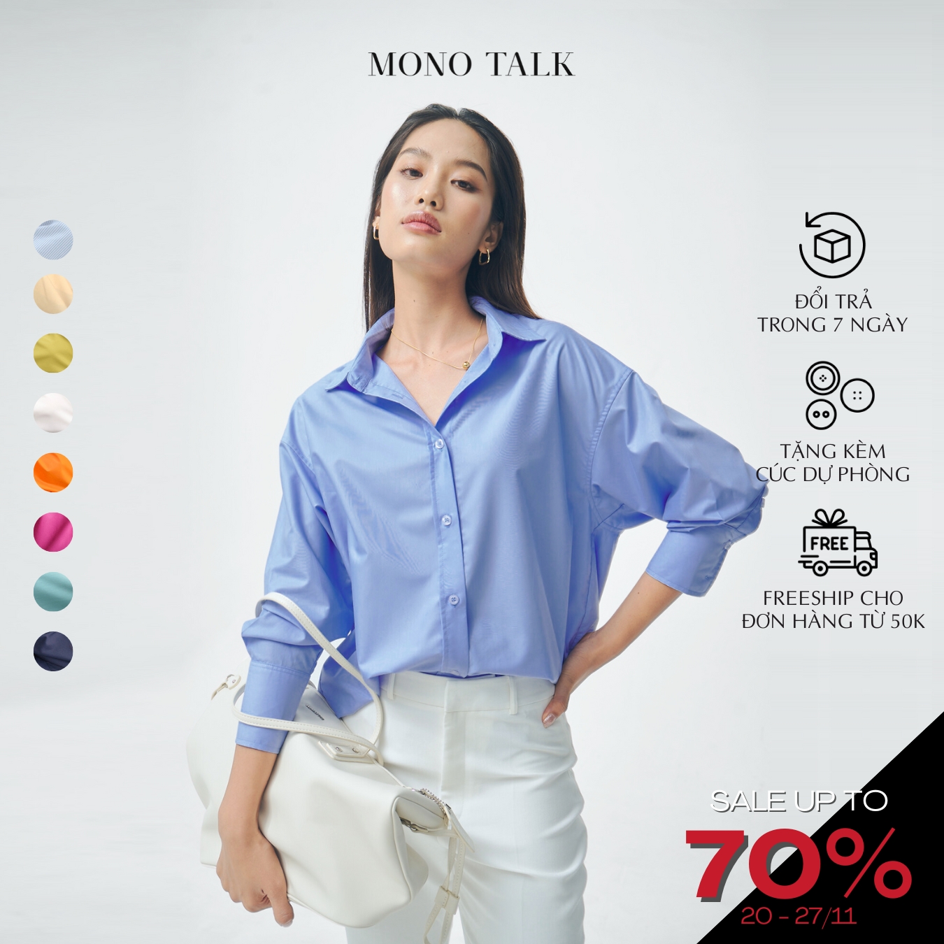 Áo Sơ Mi Nữ MONOTALK dài tay dáng Oversized nhiều màu T10001FT