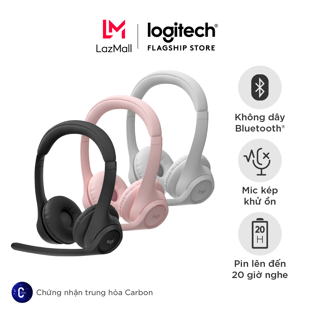 Tai nghe Bluetooth không dây Logitech Zone 300 với Micrô khử tiếng ồn, Tương thích với Windows, Mac, iOS, iPadOS, Android