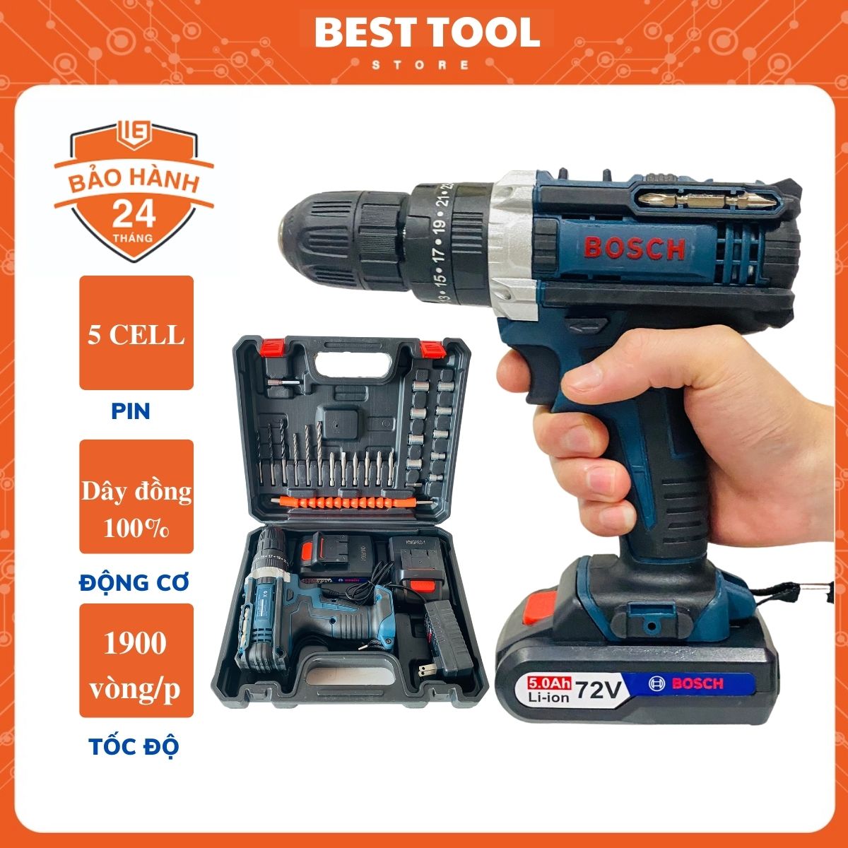 Máy khoan pin 72v lõi đồng 100% - khoan pin - khoan tường - sắt - gỗ