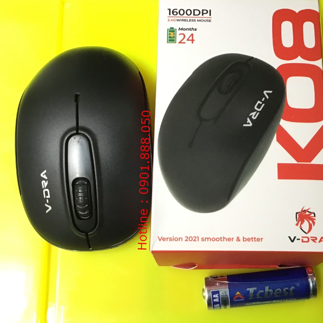 Chuột không dây laptop, máy tính VINAGEAR K08 Sản xuất 2021 Chuột máy tính, chuột vi tính, chuot may tinh khong day Thương hiệu V-DRA