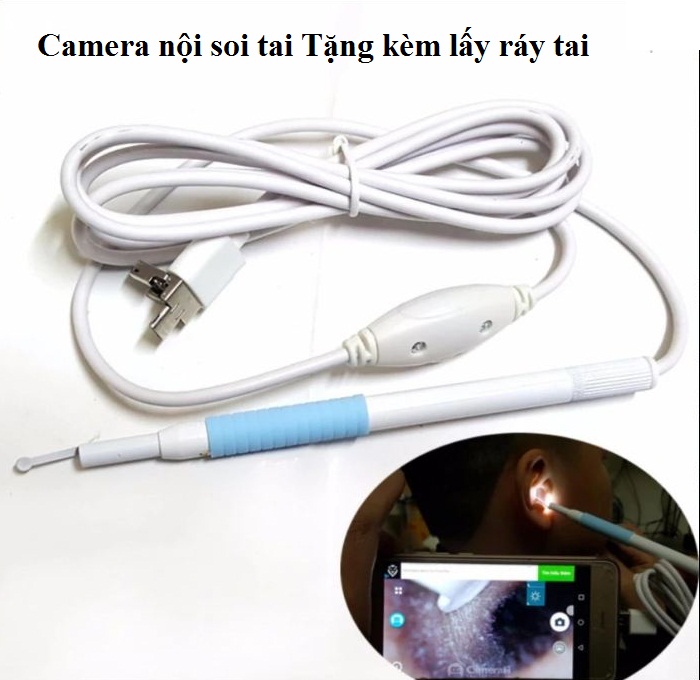 Dụng cụ lấy ráy tai có Camera mini dạng bút màu trắng i95 Tặng kèm phụ kiện lấy ráy tai
